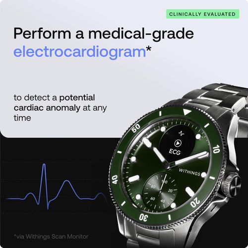 Withings ScanWatch 2:30 天续航 + 心电图监测,健康手表标杆